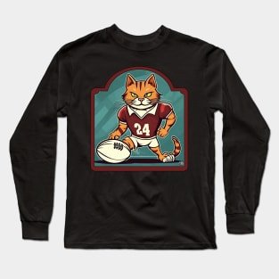 Cat rugby player Long Sleeve T-Shirt